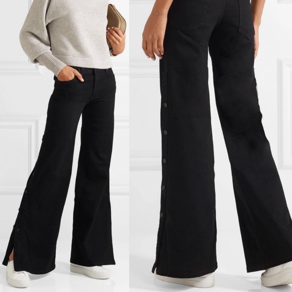 NILI LOTAN black Enna side snap wide leg jeans 26